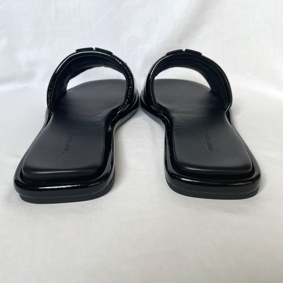 Tory Burch Double T Sport Slide Patent Leather Black Size 7 - Picture 5 of 11